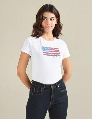 pure cotton floral flag t-shirt