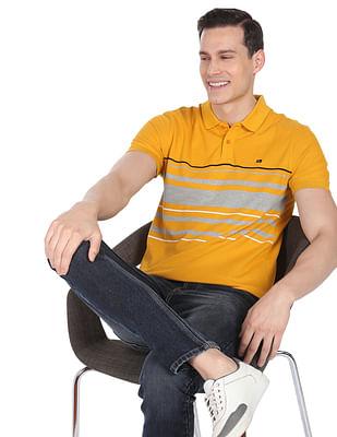 pure cotton horizontal stripe polo shirt