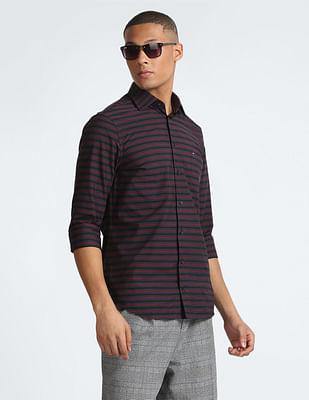 pure cotton horizontal stripe poplin shirt