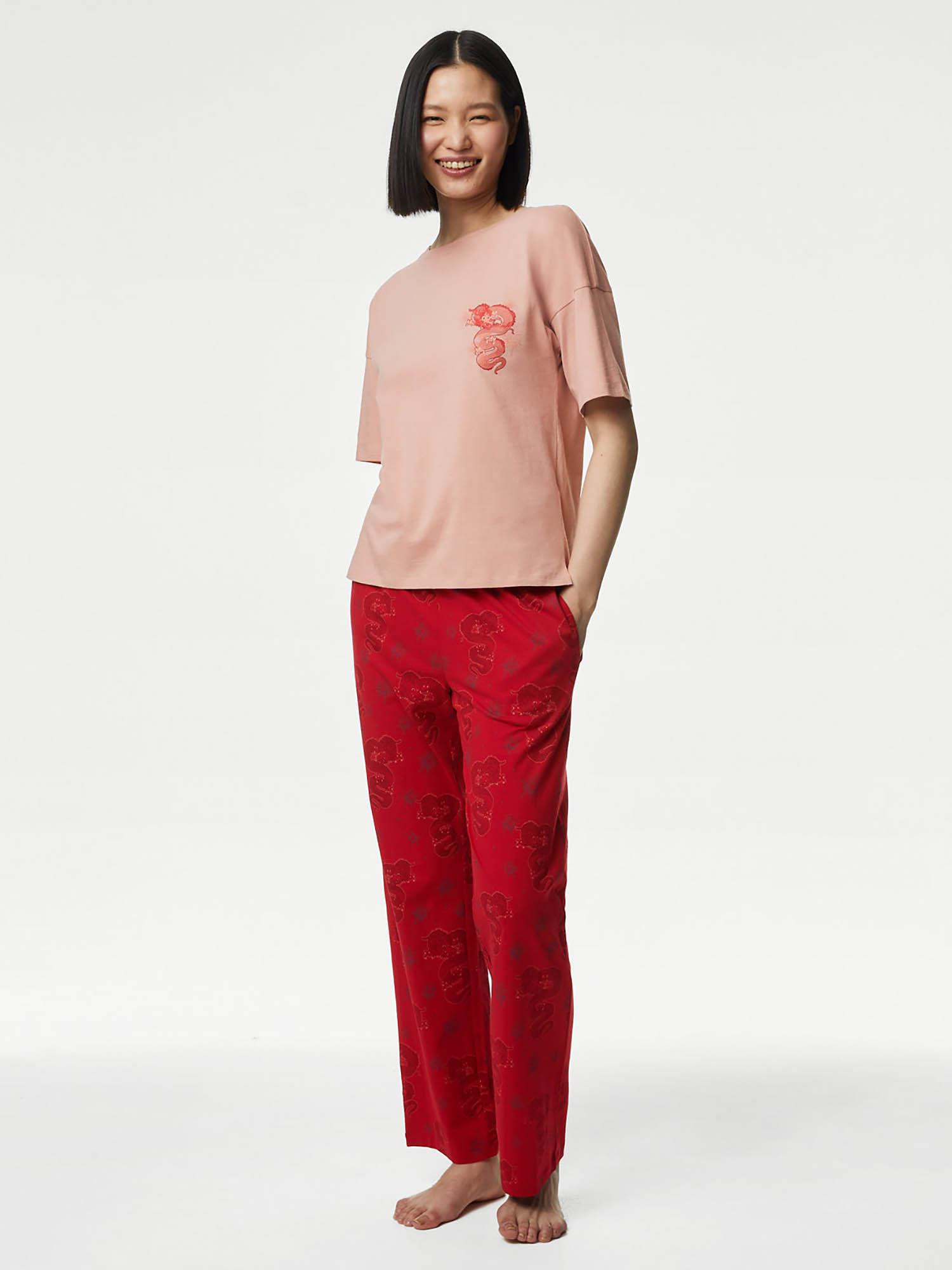 pure cotton lunar new year t-shirt and pyjama (set of 2)