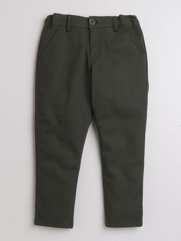 pure cotton lycra full length adjustable elastic pant - mehendi green