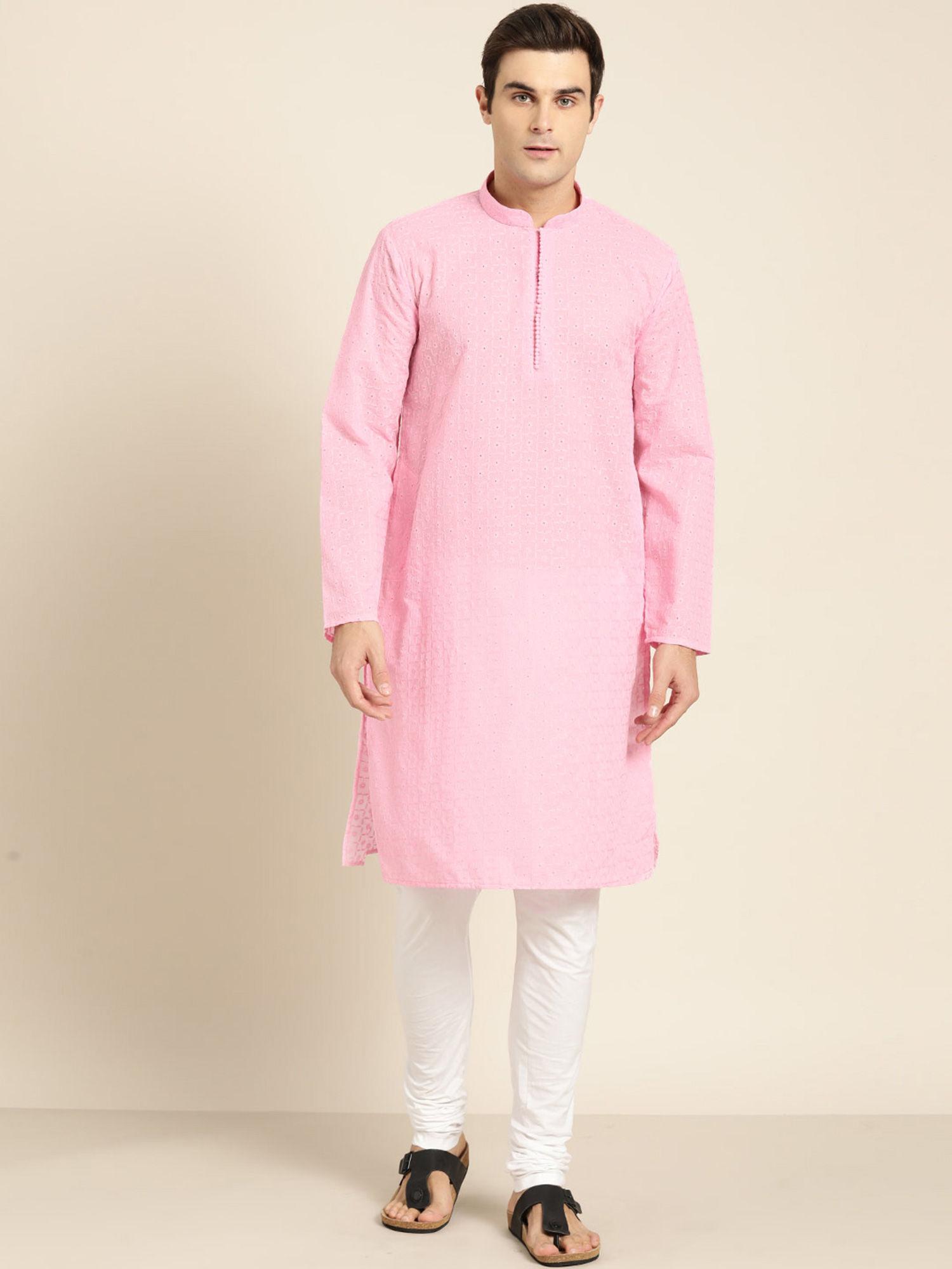 pure cotton pink embroidered only kurta