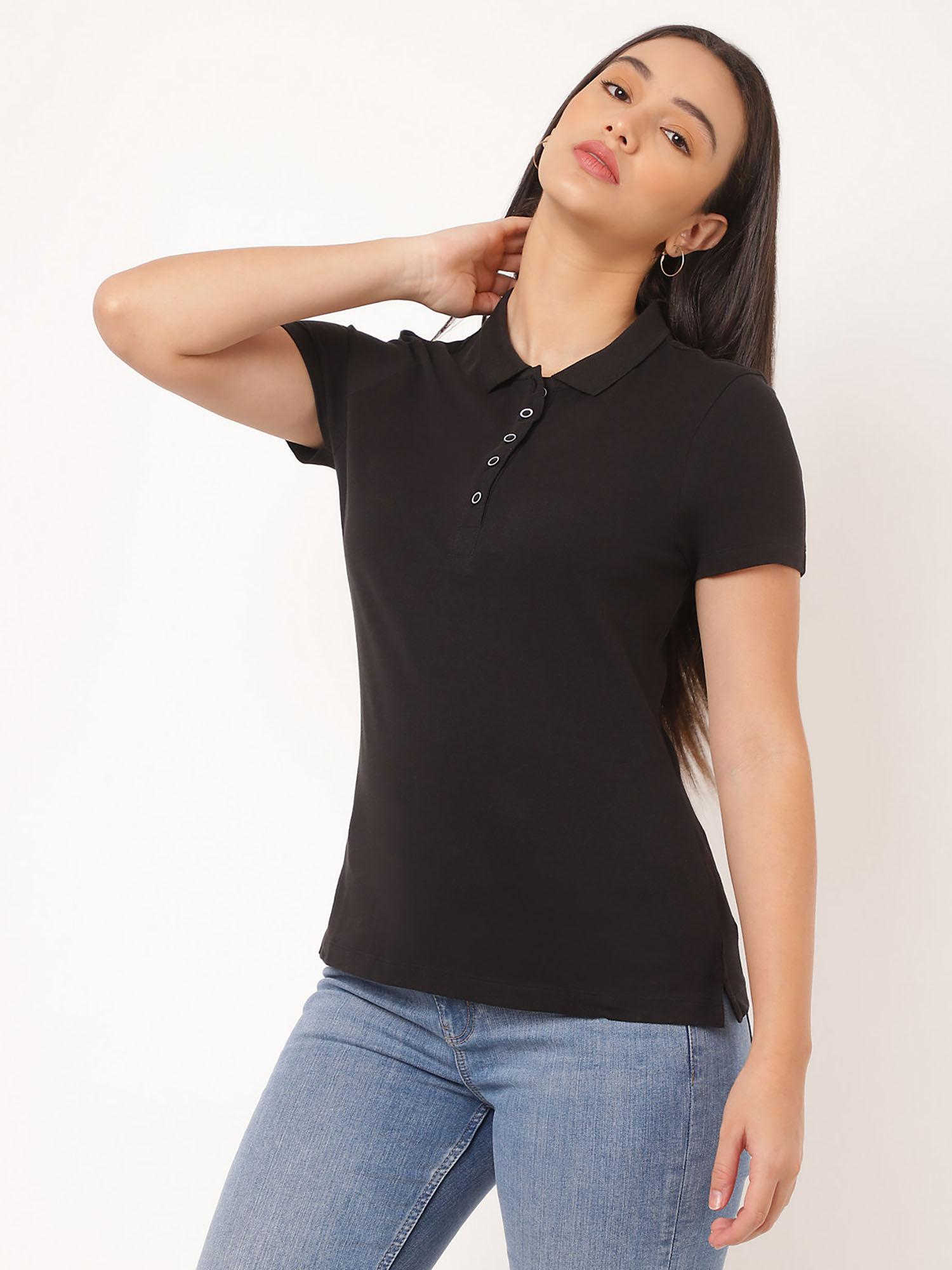 pure cotton plain polo t-shirt