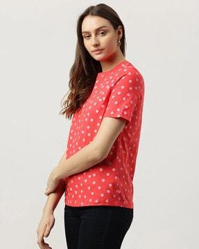 pure cotton polka dot round-neck t-shirt