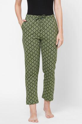 pure cotton printed women's lounge pants - green