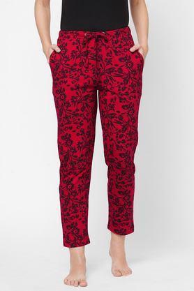 pure cotton printed women's lounge pants - red