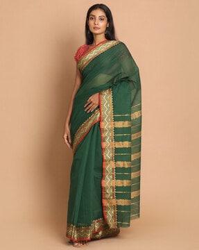 pure cotton saree with contrast border