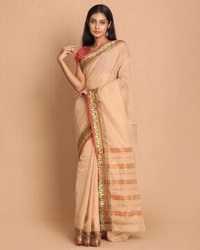 pure cotton saree with contrast border