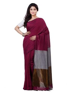 pure cotton saree with contrast pallu