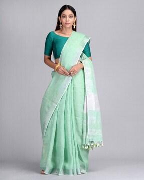 pure cotton saree with tassels