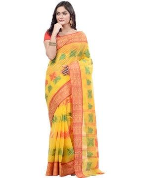 pure cotton saree with woven motifs