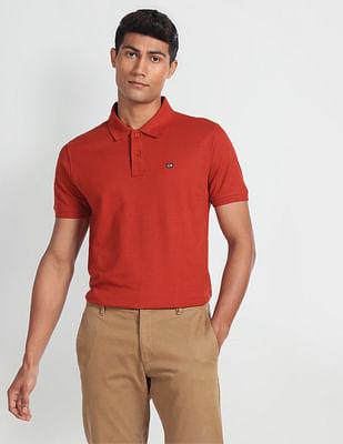 pure cotton solid polo shirt