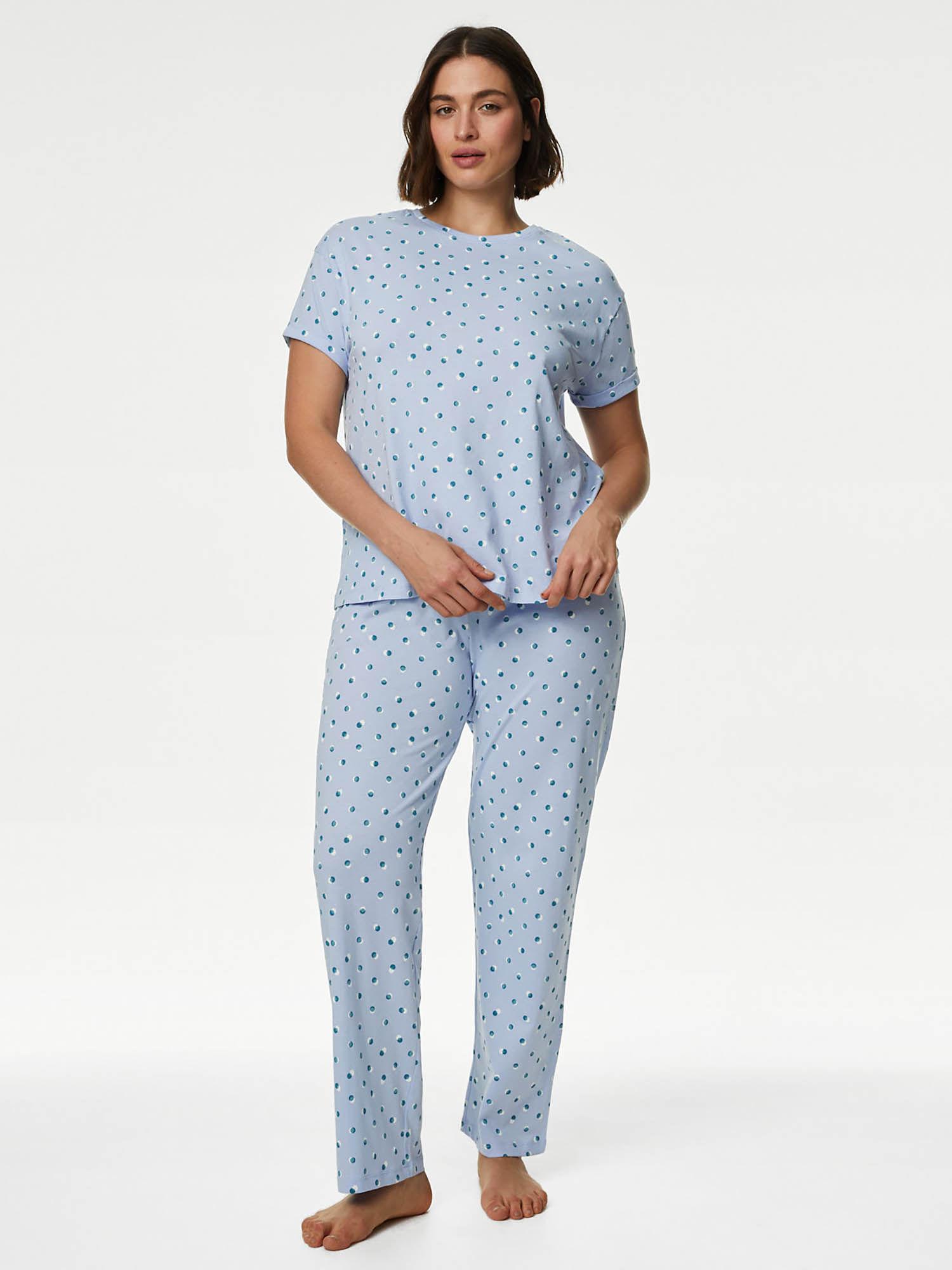 pure cotton spot print t-shirt and pyjama (set of 2)