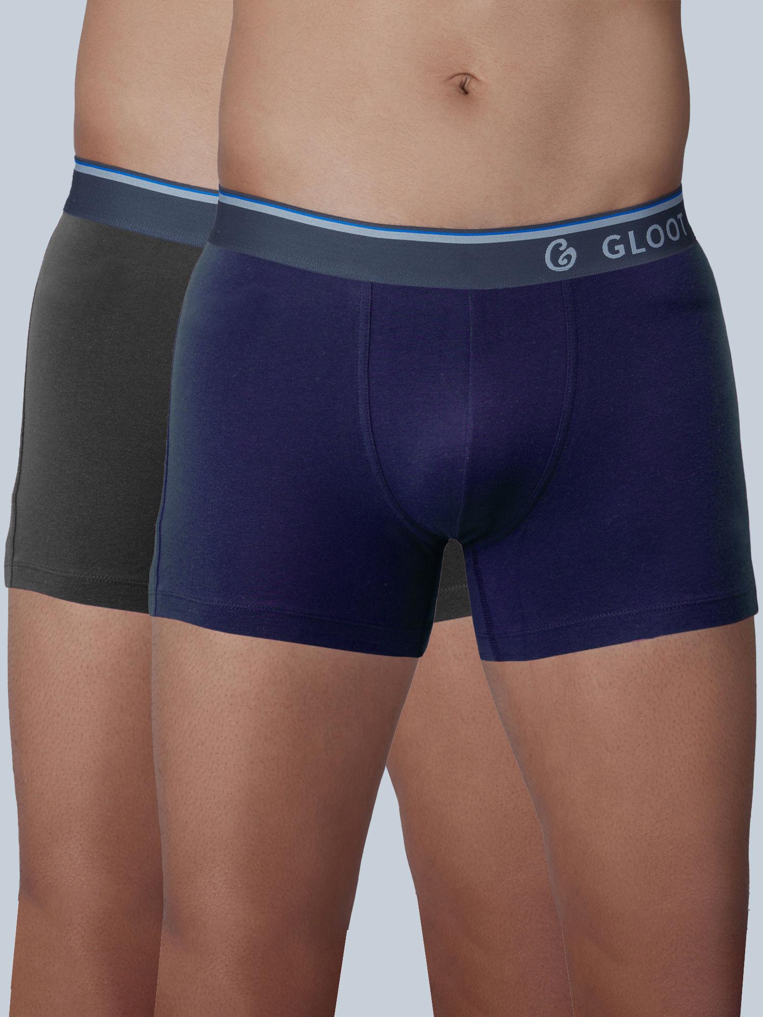 pure cotton stretch trunks with no-itch elastic and anti odour gli015 multicolor (pack of 2)