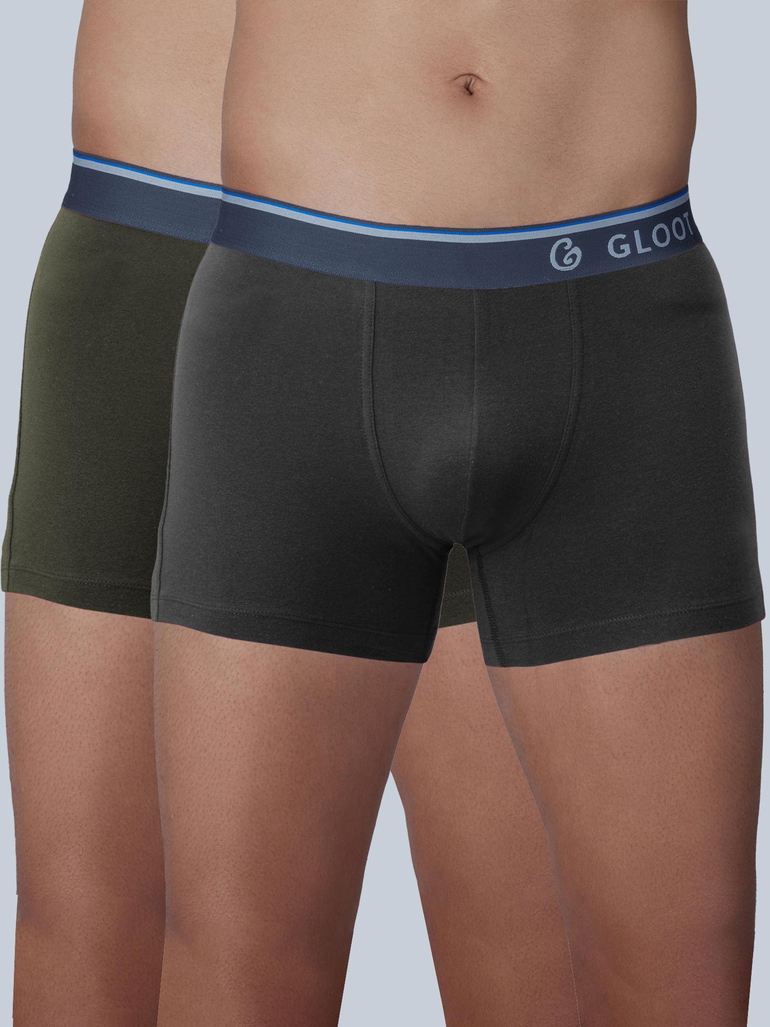 pure cotton stretch trunks with no-itch elastic and anti odour gli015 multicolor (pack of 2)