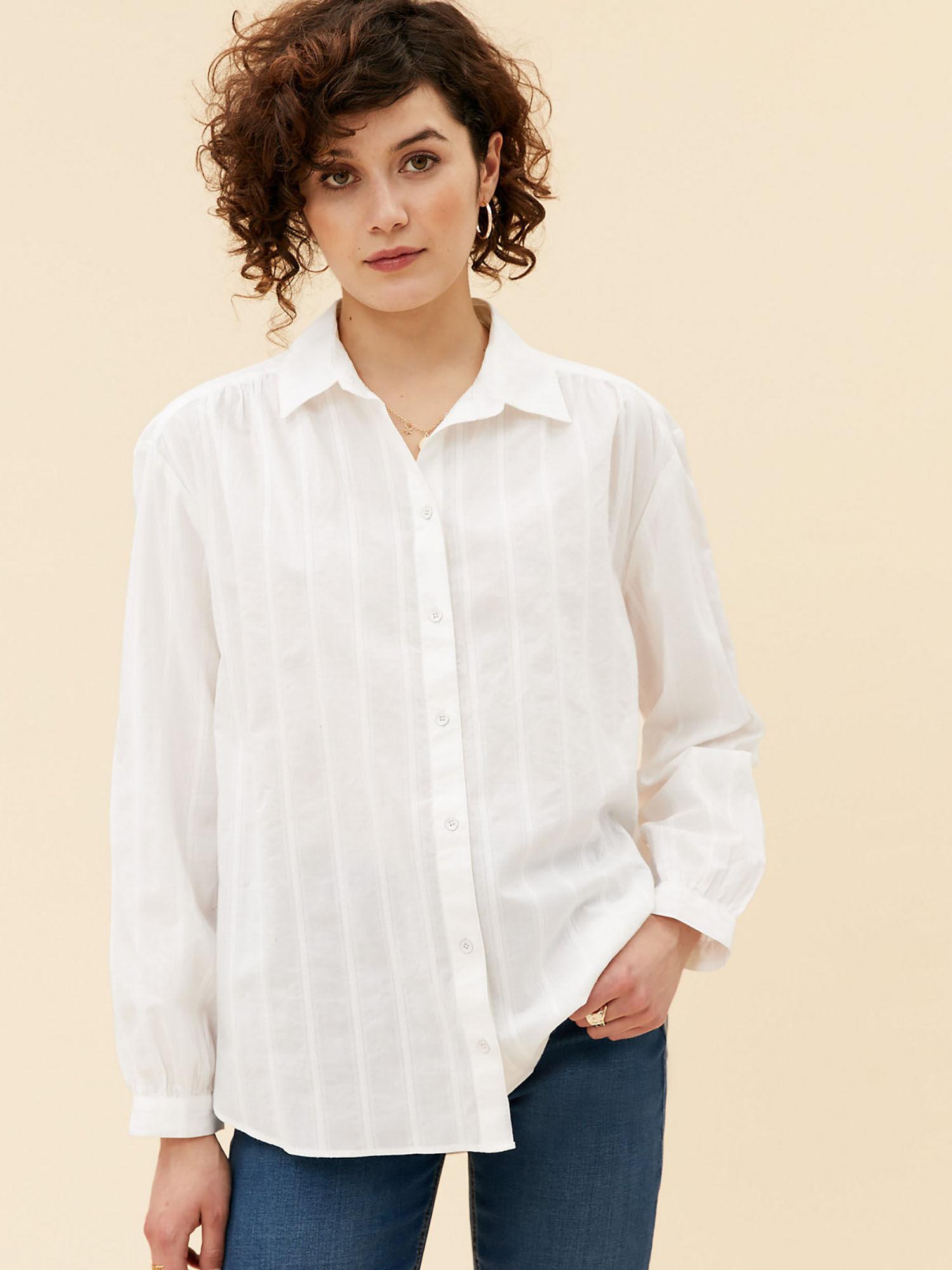 pure cotton striped oversized shirt