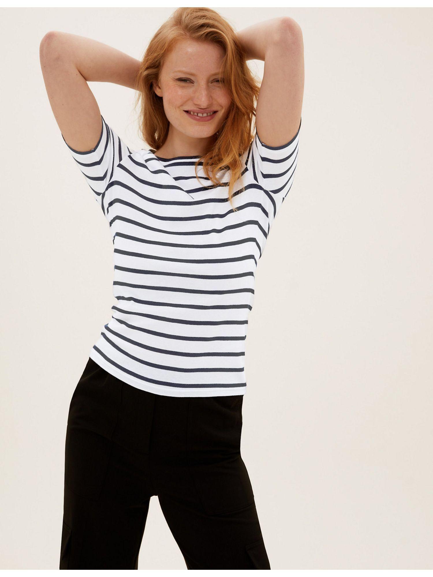 pure cotton striped regular fit top