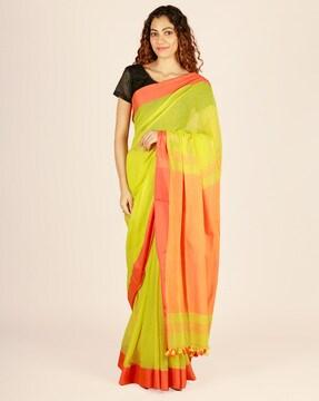 pure cotton woven bengal cotton saree with blouse traditional saree