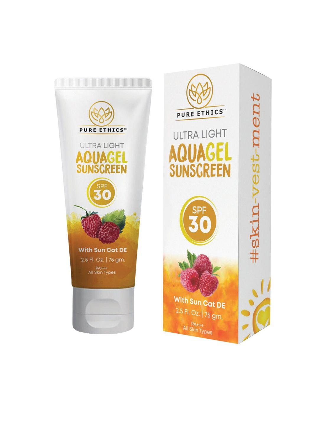 pure ethics unisex ultra light spf 30 aqua gel sunscreen with suncat de 75 g