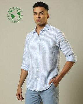 pure linen bengal striped basic shirt