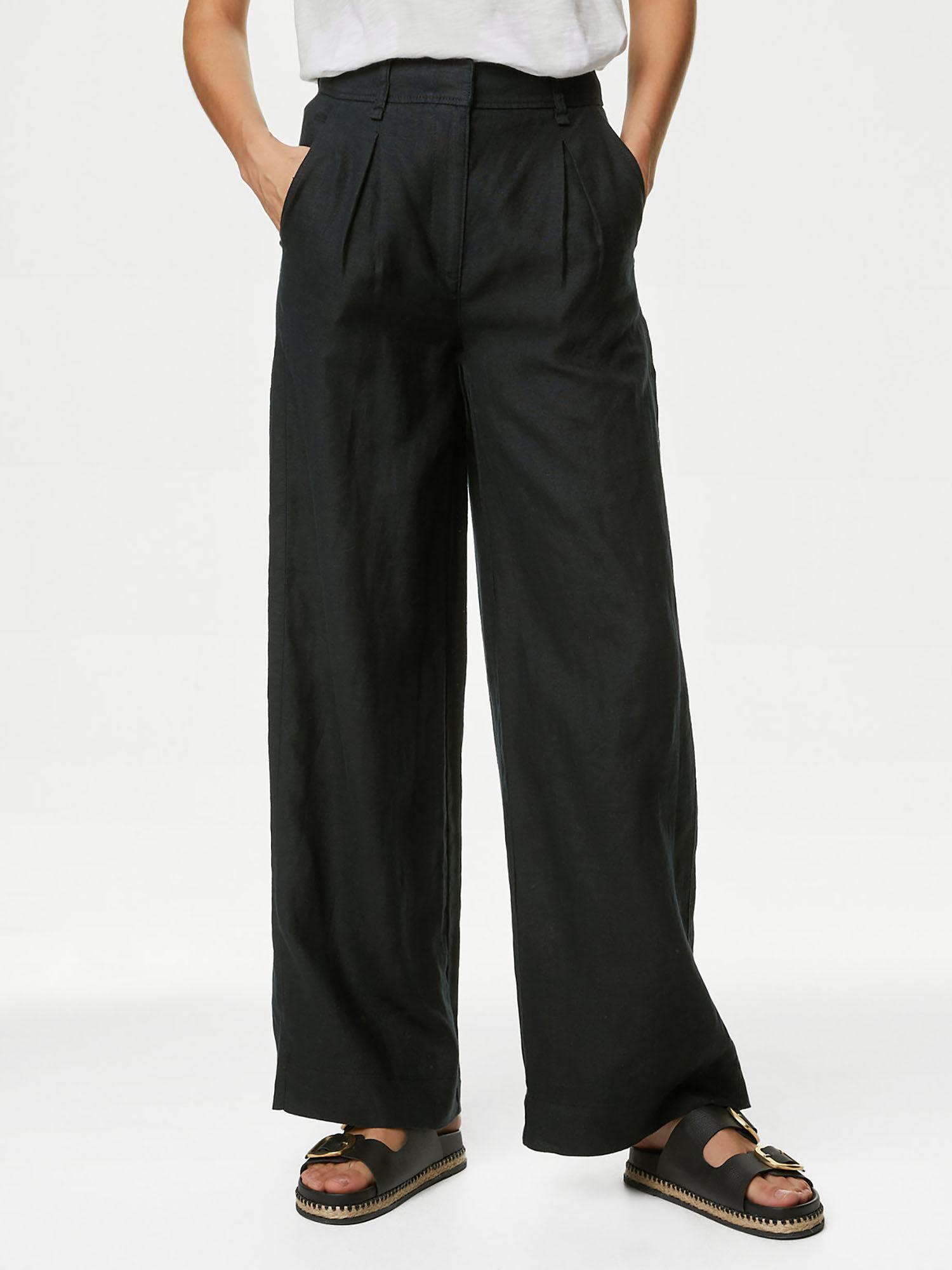 pure linen wide leg trousers