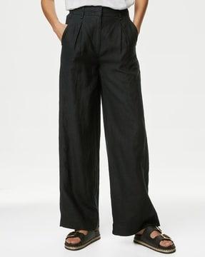 pure linen wide-leg trousers