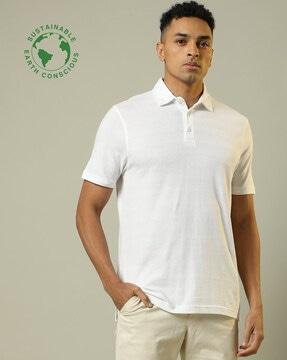 pure organic cotton herringbone polo t-shirt