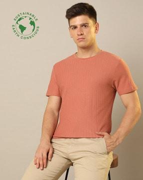 pure organic cotton herringbone structured t-shirt