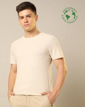 pure organic cotton herringbone structured t-shirt