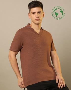 pure organic cotton textured polo t-shirt