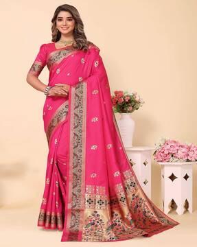 pure paithani silk saree with heavy zari running blouse traditional saree