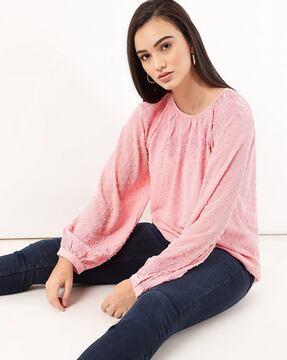 pure poly embroidered round-neck top