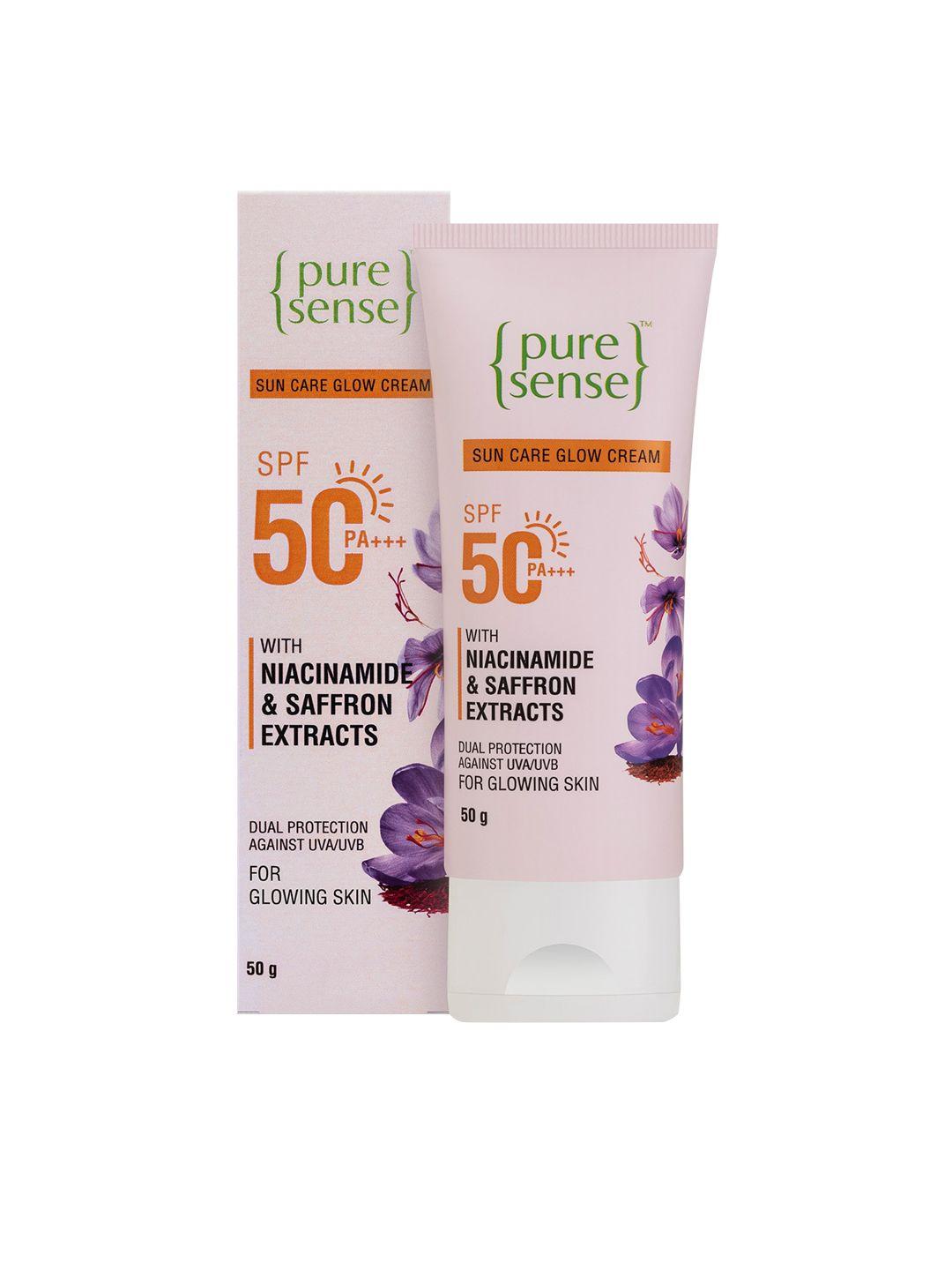 pure sense spf 50 pa +++ sun care glow cream with saffron extracts & niacinamide - 50g