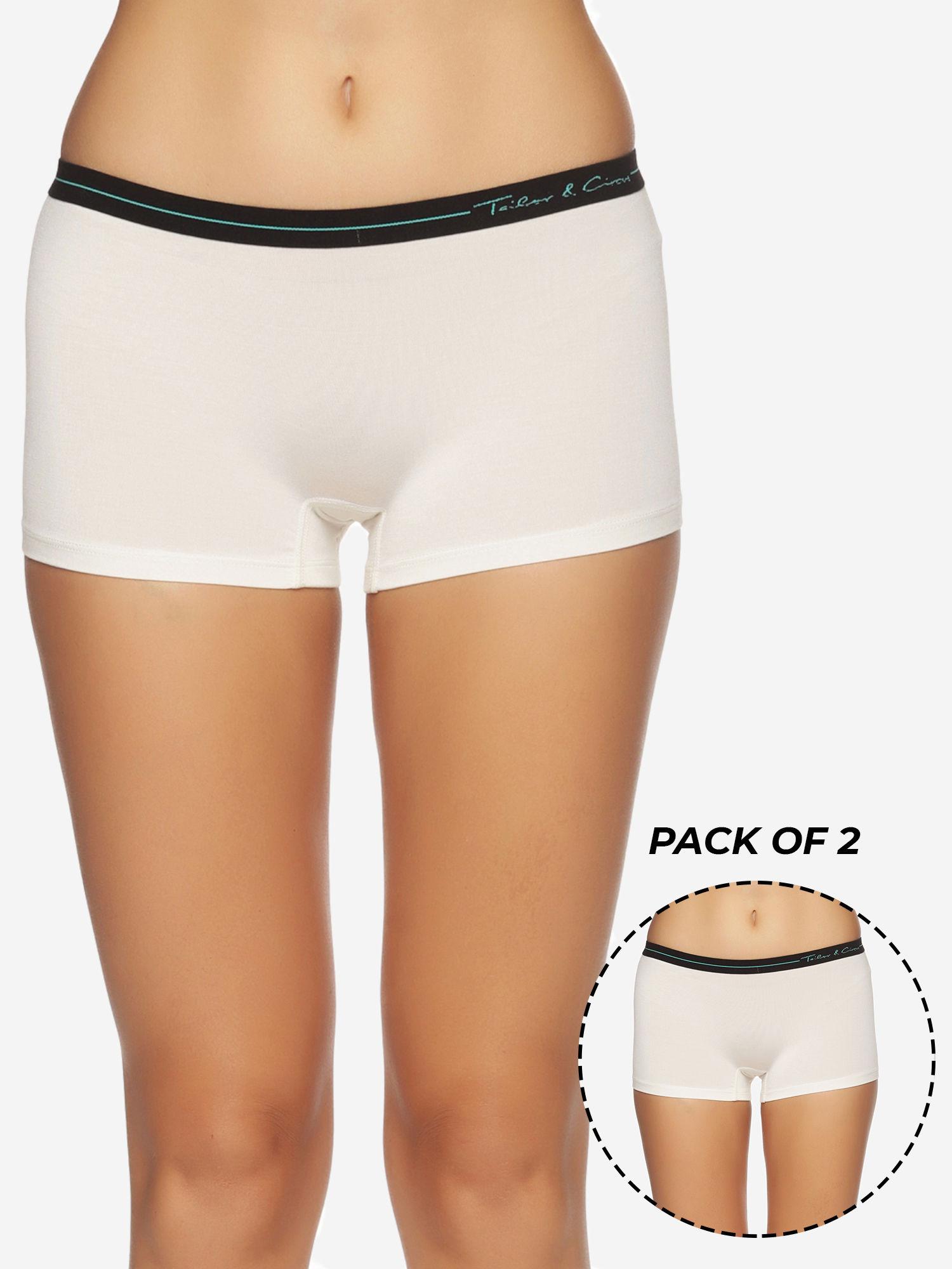 pure soft anti-bacterial beechwood modal boyshorts-white (pack of 2)