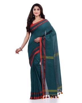 pure soft handloom cotton saree with blouse piece