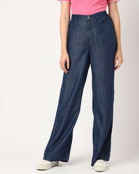 pure tencel plain relaxed fit trousers