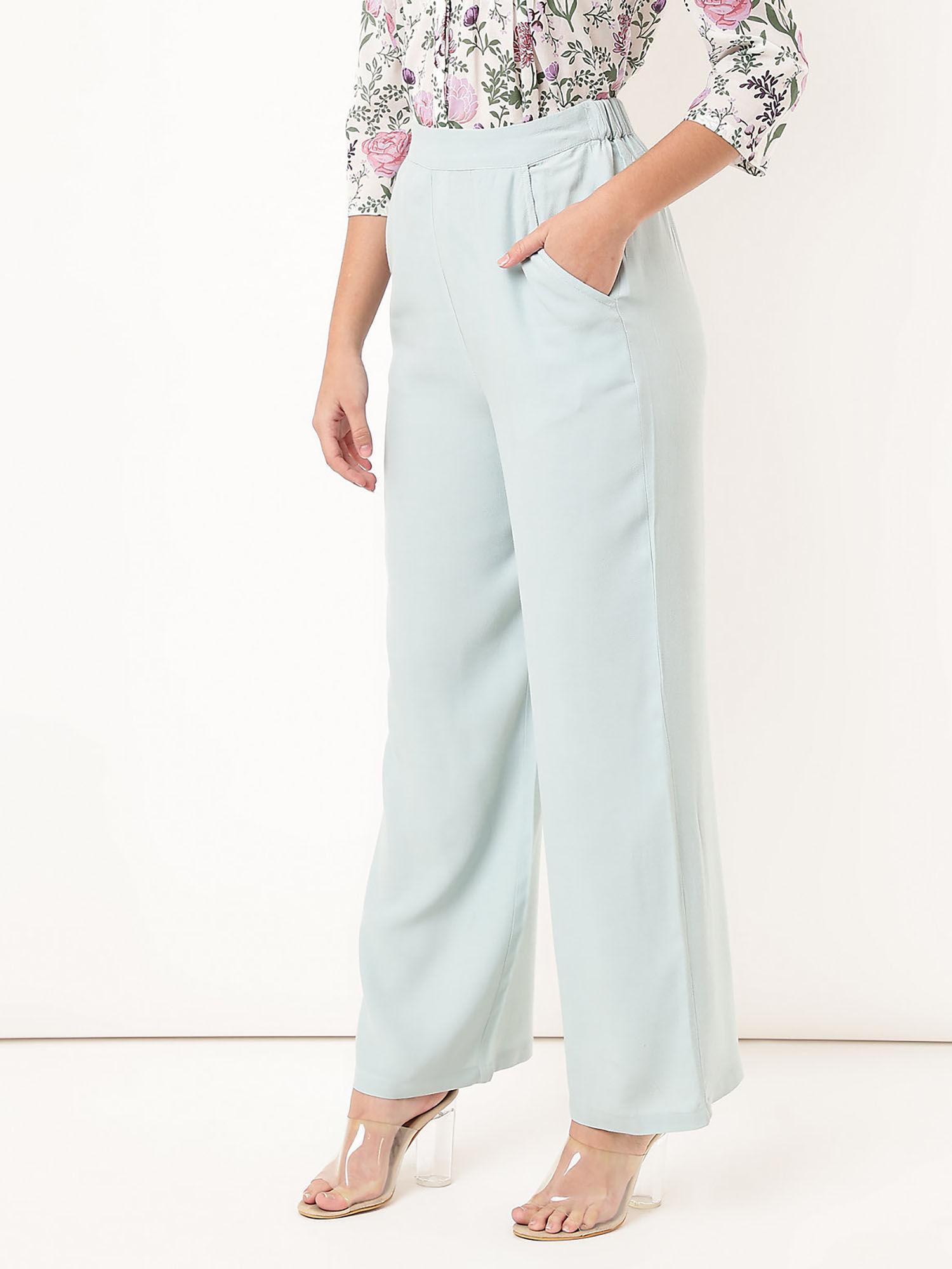 pure viscose plain loose fit trouser