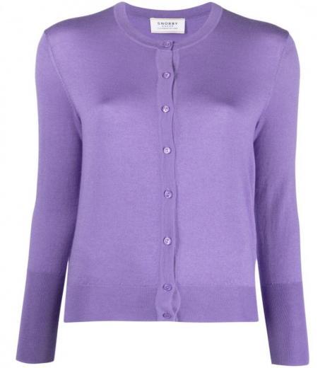 purple cashmere crewneck cardigan