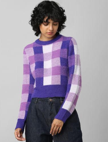 purple check pullover