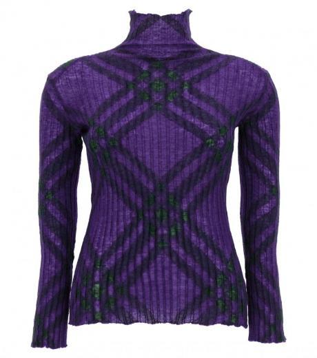 purple check sweater