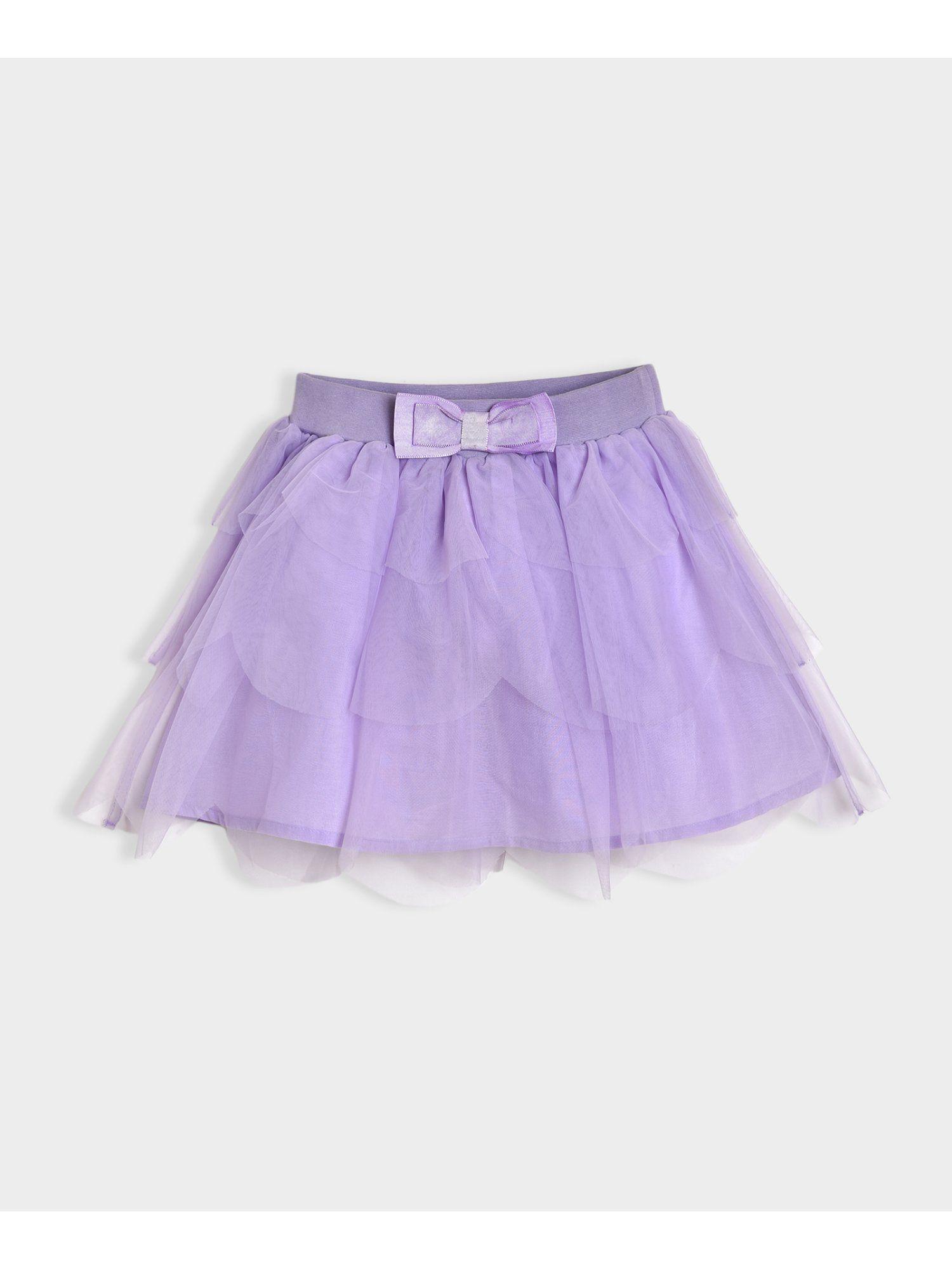 purple cotton lining with net skirt for girls