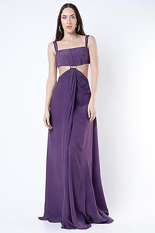 purple crepe silk gown