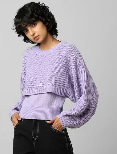 purple double layered pullover
