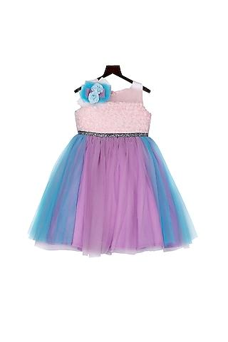 purple embellished layered dress for girls