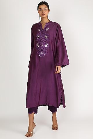 purple-embroidered-tunic-set
