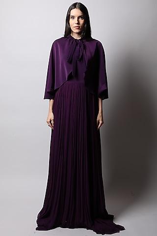 purple georgette gown