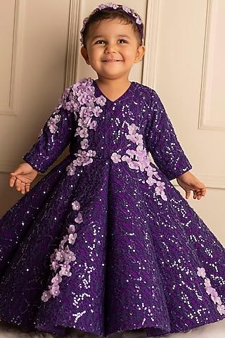purple lace gown for girls