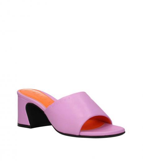 purple leather slip on heels