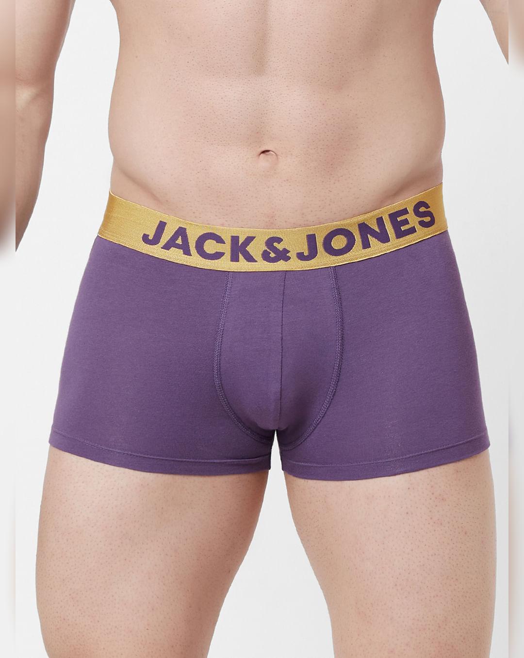 purple logo print trunks