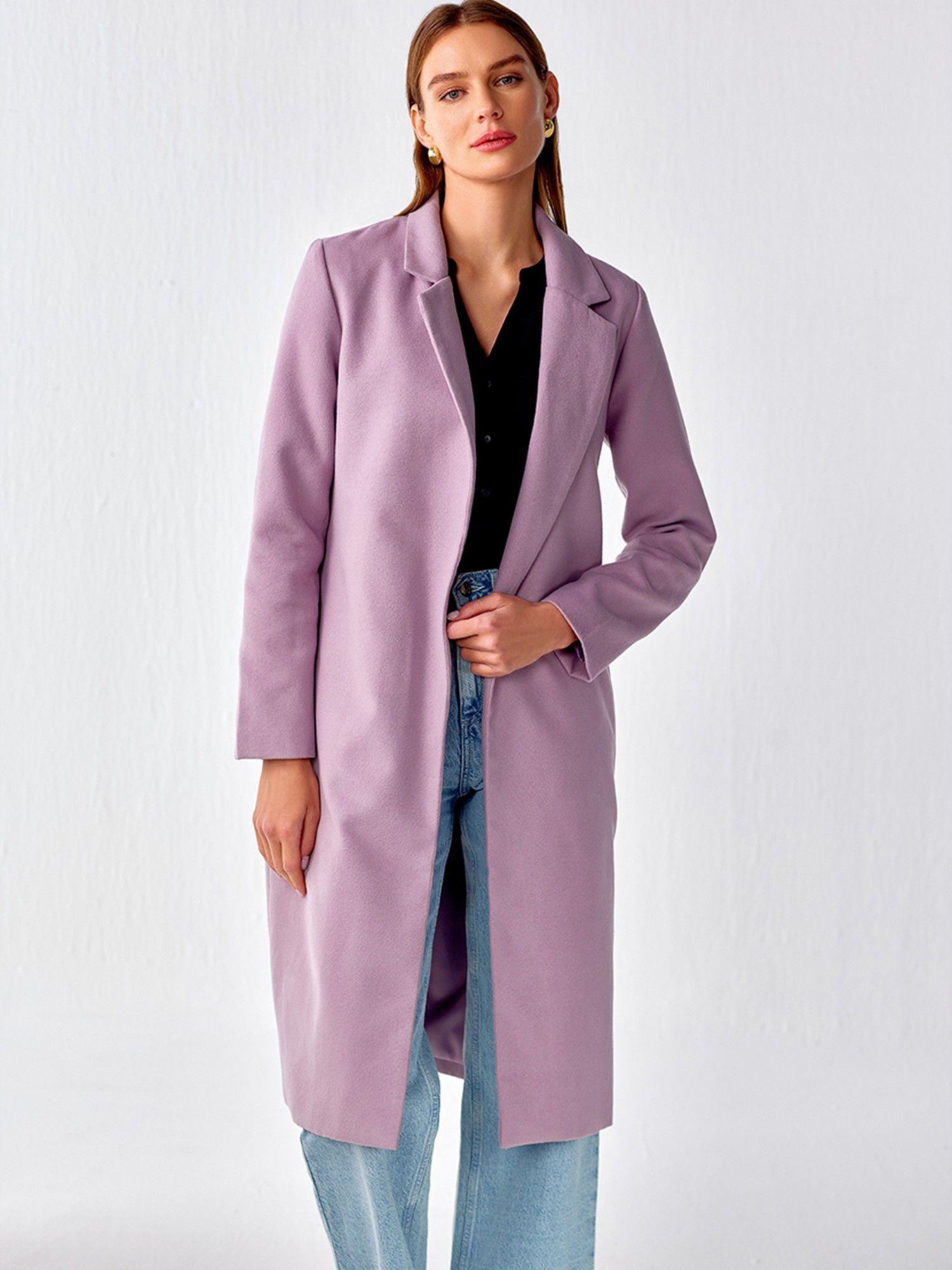 purple long open coat